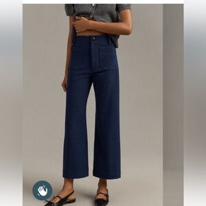 Maeve Anthropologie Collette Wide-Leg Cropped Pants Blue 30